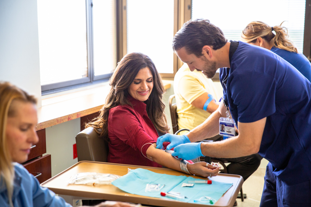 Pharmacist performing preventive screening